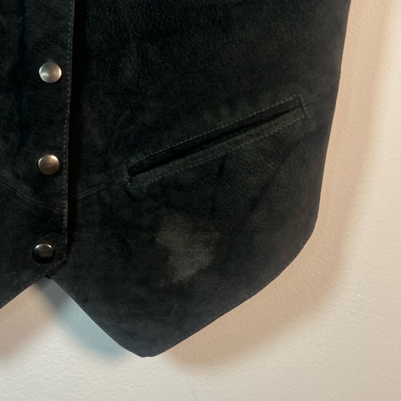 Learsi Black Suede Leather Vest with Buttons Small - Picture 4 of 7